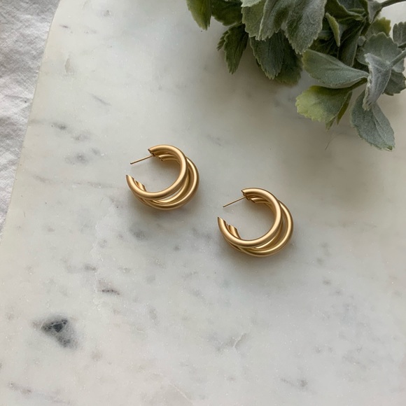 The Wendy - Triple Hoop Hollow Matte Hoops - Picture 3 of 6